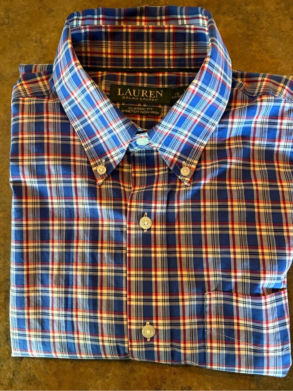 Ralph Lauren Blue, Red & White Plaid Button-Down Shirt
